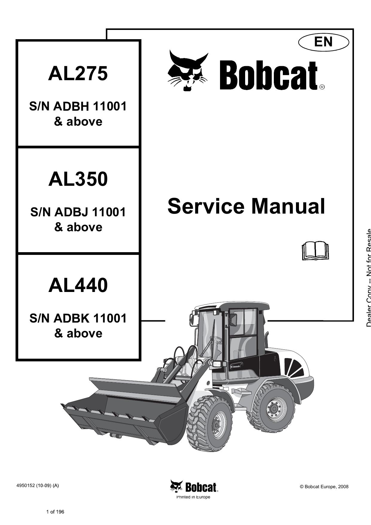 AL275 AL350 AL440 Loader Service Manual Bobcat 2